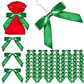 WILLBOND 100 Pcs Green Twist Tie Bows Satin for St Patricks Day Treat Bags Ribbon Bows Small for Gift Wrapping Crafts Wedding Small Package Decorating Ribbon Bowknot Gifts (5/8 Inch)