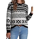 Dokotoo Women's Long Sleeve Crewneck Sweater 2026 Pullover Knit Tops Cozy Sweaters for Women Fall Clothes