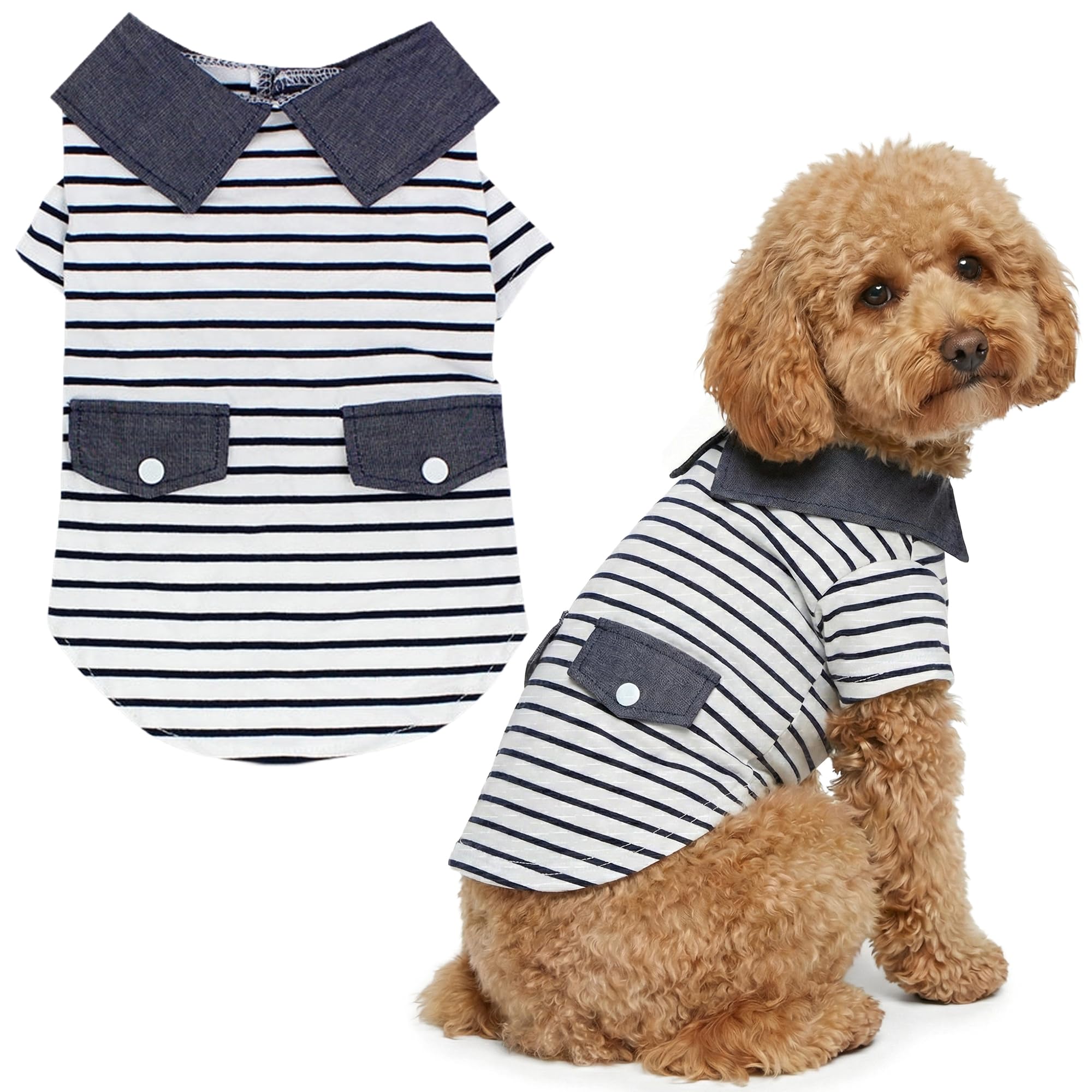 Parisian Pet Dog Clothes Cat Apparel Outfits Preppy Boy Polo, L