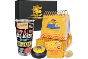 WYZOID Gifts for Dad and Fathers – 1,000 Dad Jokes: Jokes Button (500), 365-Day Calendar, 100 Scratch Dad Jokes Cards & 20oz Tumbler – Funny Gift for Dad, Husband, Or Friends