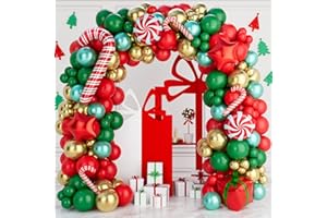 CHAMRRILLE Christmas Balloon Garland Arch Kit 149PCS Red Green Gold Balloons Candy Balloons Gift Box Balloons for Christmas Party Decorations Supplies