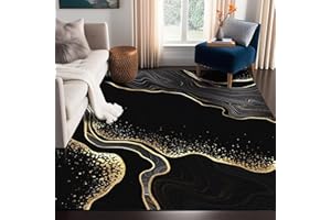FUYEUN 6' x 9' Marble Rug Abstract Area Rugs for Kids Women Men Girls Bedroom Living Room Dormitory Black Modern Aesthetic Washable Floor Mat Doormats Throw Rug Carpet Room Decor