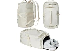 USELIKE Gym Bag for Women Workout Gym Backpack with Shoe Compartment Sports Duffel Bag Multiple Pockets 30L (Cream)