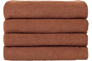 Nate Home by Nate Berkus 100% Cotton Textured Rice Weave Bath Towel Set of 4 | Soft and Absorbent Solid Bathroom Towels from mDesign - Set of 4, Sienna (Brown)