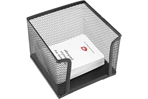Cyrank Mesh Memo Holder, Post Note Holder Metal Mesh Sticky Note Holder Memo Note Cube Holder Dispenser Desk Organizer Mesh Memo Holder for Home School Desk