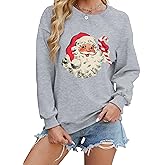 MYHALF Christmas Sweatshirt Womens Santa Shirts Christmas Trees Pullover Ugly Xmas Holiday Shirt Long Sleeve Tops Lightweight
