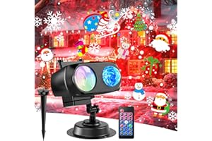 FUSSION 8-Pattern Christmas Projector Lights Outdoor 2-in-1, Holiday Projector Lights Outdoor 26 Effects (Projection Card +3D Ocean Wave) with Timer, Halloween Christmas Decorations Lighting for Party Decor