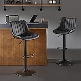 Nestvatto Bar Stools Set of 2, Swivel Counter Height Bar Stools, Adjustable PU Leather Bar Chairs with Back and Footrest, Mod