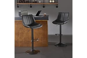 Nestvatto Bar Stools Set of 2, Swivel Counter Height Bar Stools, Adjustable PU Leather Bar Chairs with Back and Footrest, Mod