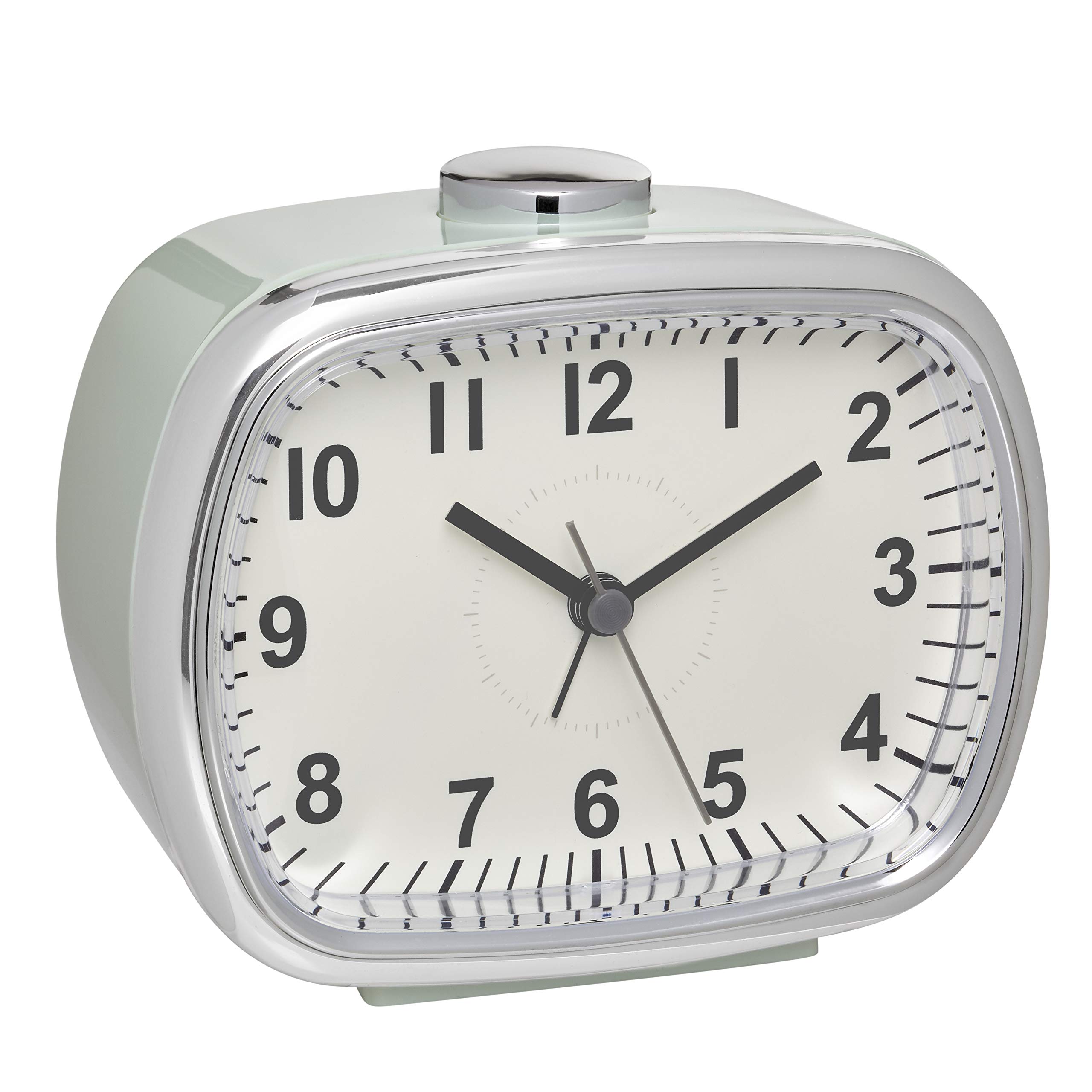 TFA Dostmann 60.1032.04 Electronic Alarm Clock Retro Look Large Analogue Display Mint (L) 110 x (W) 60 x (H) 92 mm