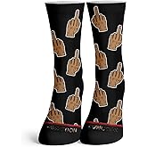 Function - Middle Finger Pattern Fashion Crew Socks Funny Meme Black Crazy Gift