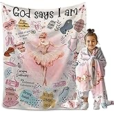 Ballet Bible Verse Throw Blanket, Christian & Dance Blanket for Girls, 50"x40"(S) Pink Ballerina Gifts