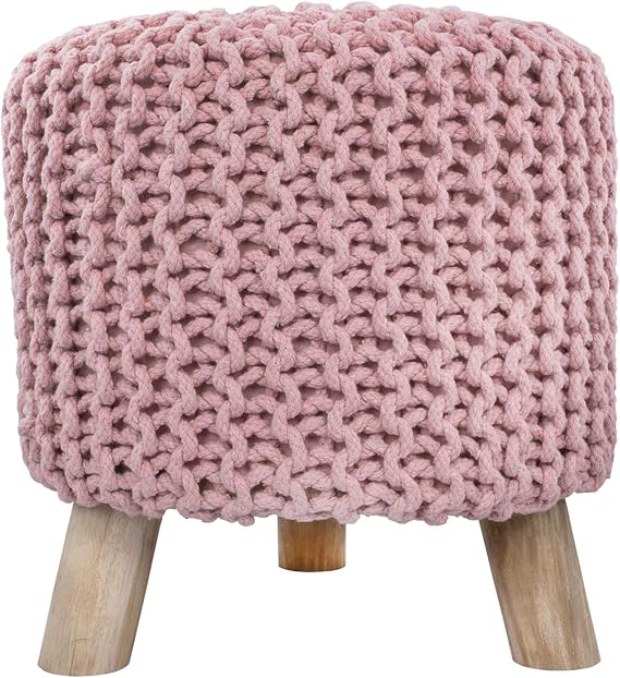 CC Taburete de 40 cm de diámetro con aspecto de punto grueso, pie de