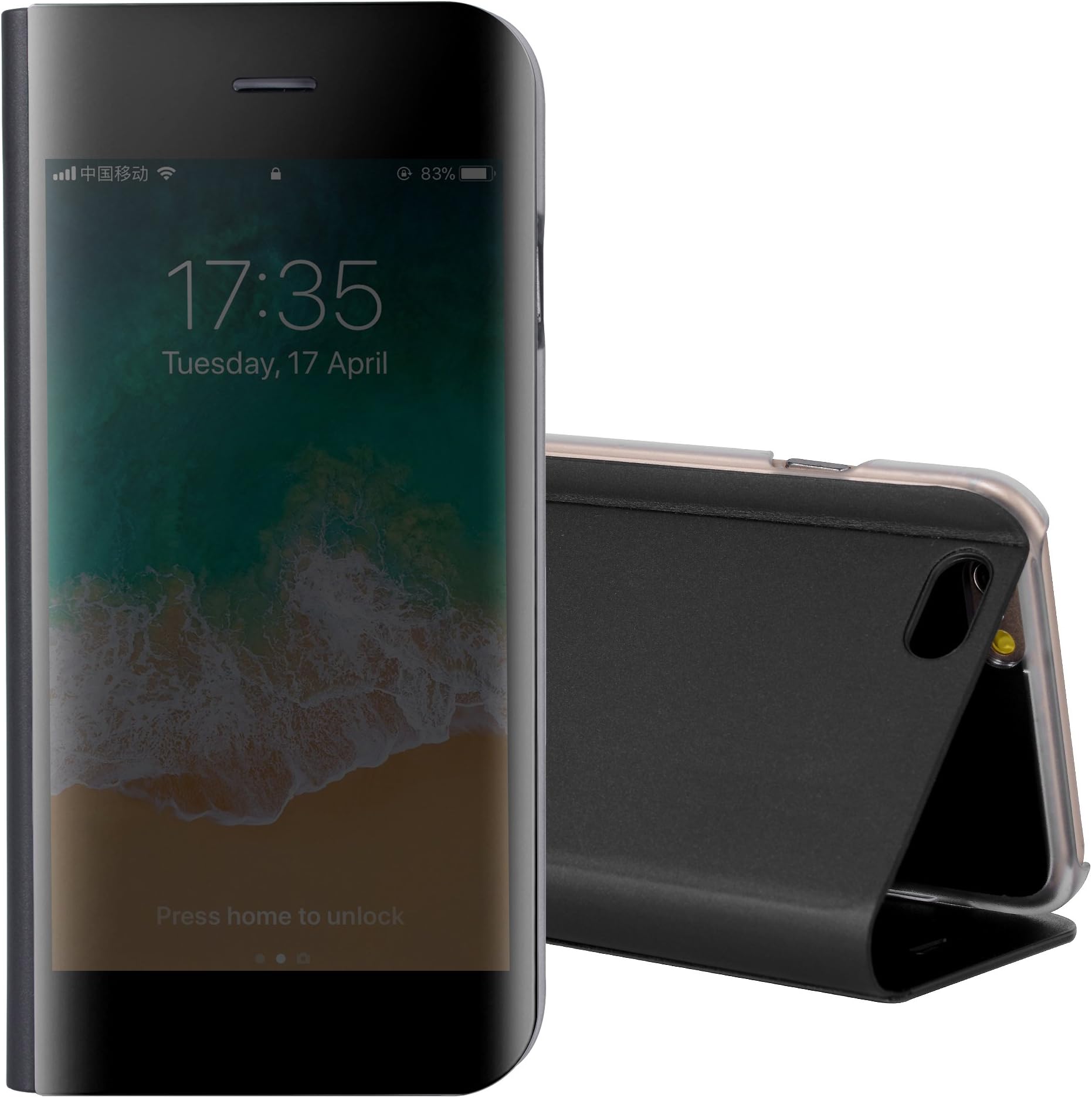 iphone 6 Case,iphone 6s phone case,Shockproof KickStand Stand Slim Mirror Clear View Protective Flip Case Cover For Apple iPhone 6 (4.7") iPhone 6s (4.7") Black