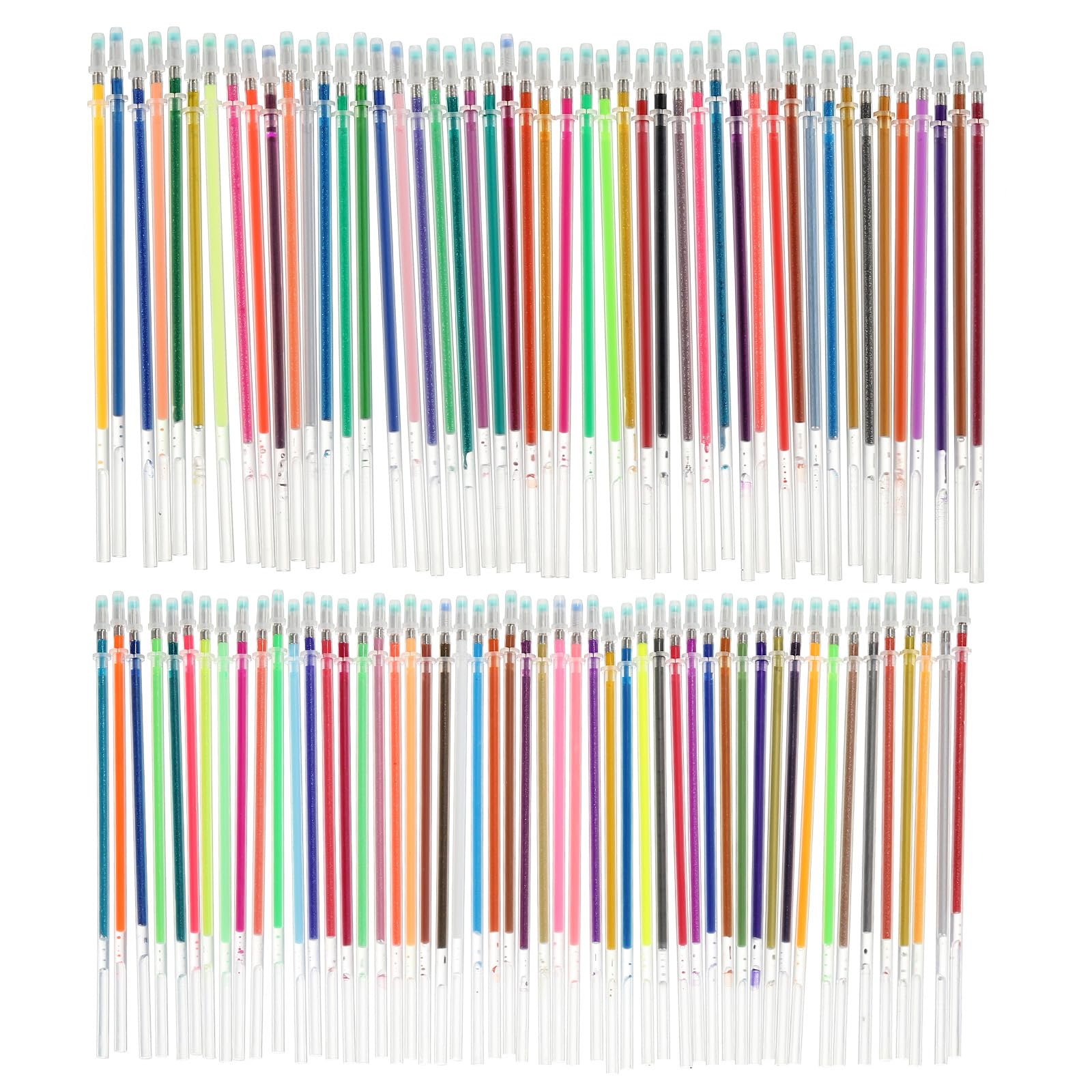 PATIKIL 200Pcs Art Gel Ink Pens Refills, Colorful Glitter Neon Gel Ink Pen Refills 0.8mm Fine Point for Adults Coloring Book, Scrapbooking, Drawing