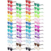 Konohan 54 Pairs Heart Glasses Bulk Valentine Colored Rimless Heart Shaped Frameless Transparent Candy Multicolored Sunglasses for Women Party Eyewear