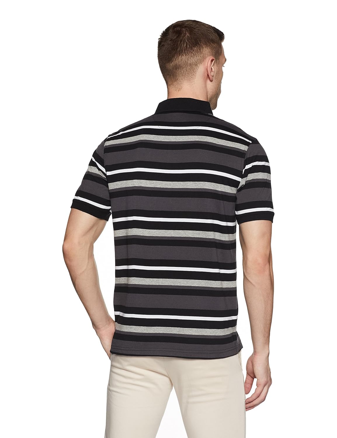 peter england men's striped regular fit polo