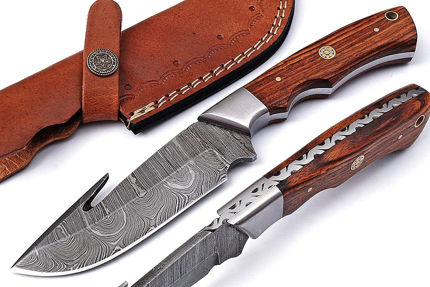 Viking Hunter Gut Hook Knives Damascus Hunting