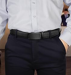 KEMISANT Men Belt 2 Pack, Leather Ratchet Belt Easy