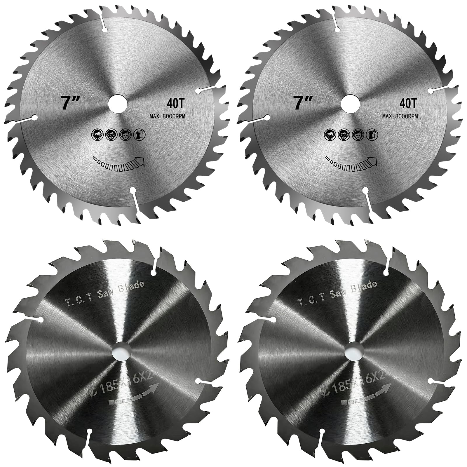 Photo 1 of 4PC 7-1/4 Inch Circular Saw Blade DWA171424 DWA31740 for DEWALT DCS590B, DCS577B, DWE575,DCS578X1, DCS578B, DCS573B, DCS574W1, DWS535B, DCS574B 20V Cordless Saw 5/8" Arbor 24T/40T