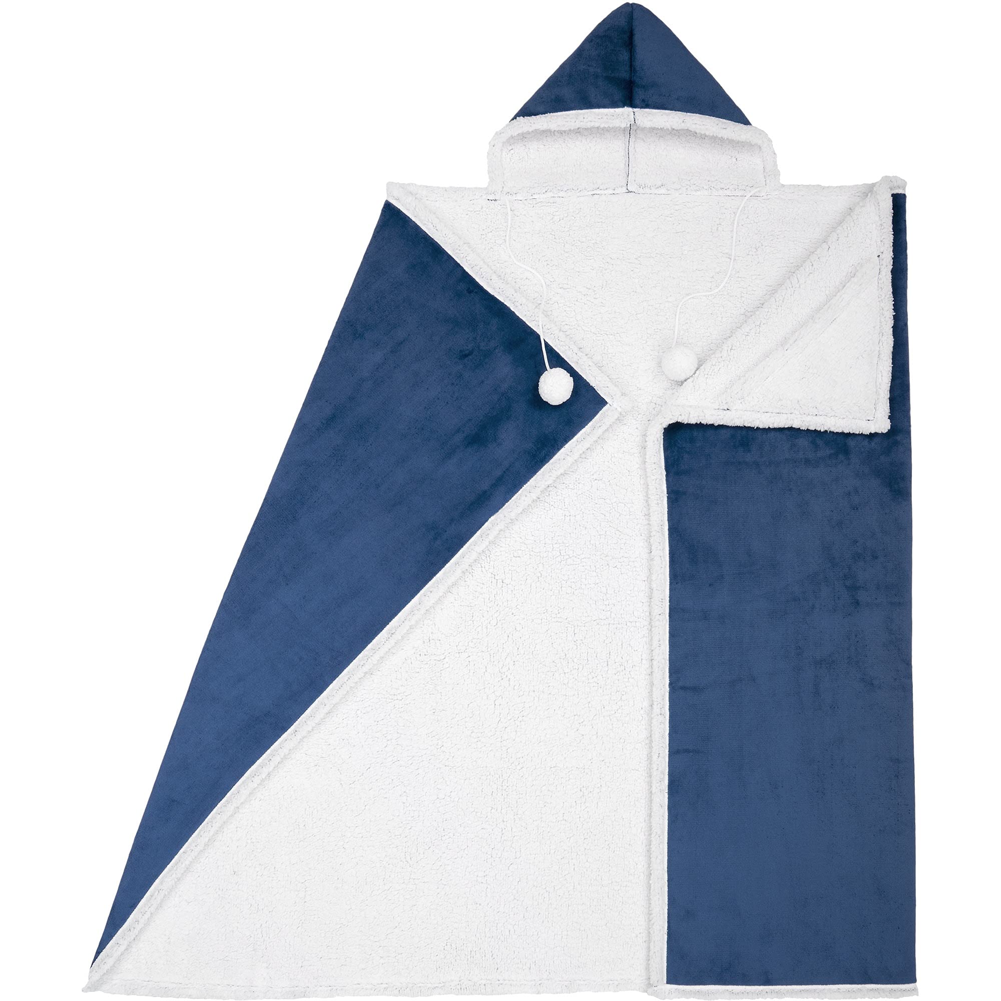 Safdie Premium Wearable Hooded Adult Women and Men 71"x51"-Super Soft, Lightweight, Microplush, Cozy and Functional Throw Blanket, Polyester, China Blue 71 X 51, 71 in x 51 in