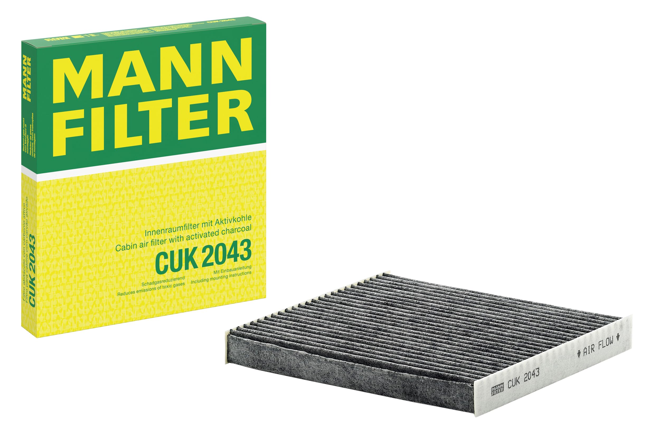 MANN-FILTER CUK 2043 Cabin Air Filter - Pollen Filter with Activated Carbon - for Cars + Transporters