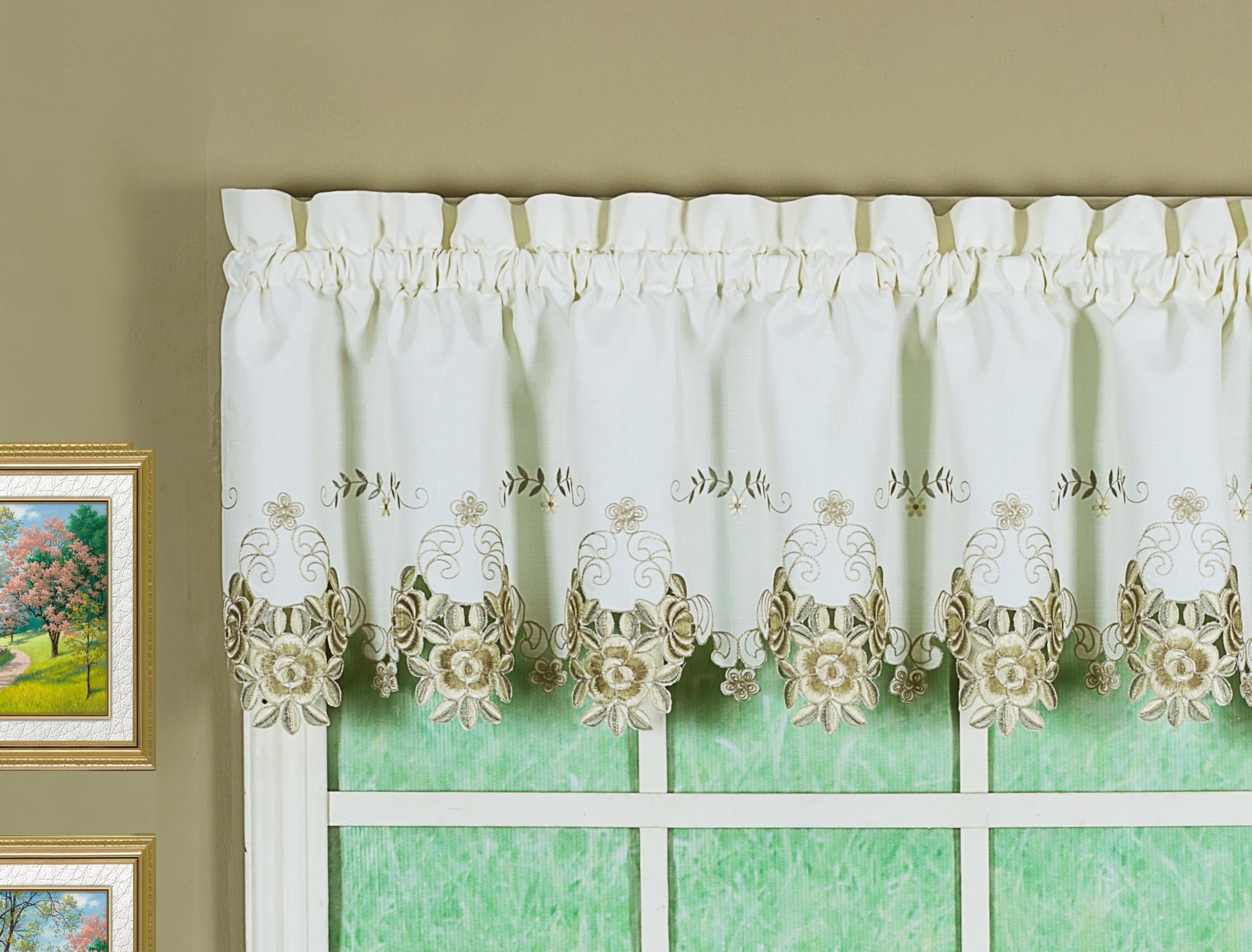 Today's Curtain Valance, Polyester, Ecru/Antiqu, 60" W x 14" L (Pack of 1)