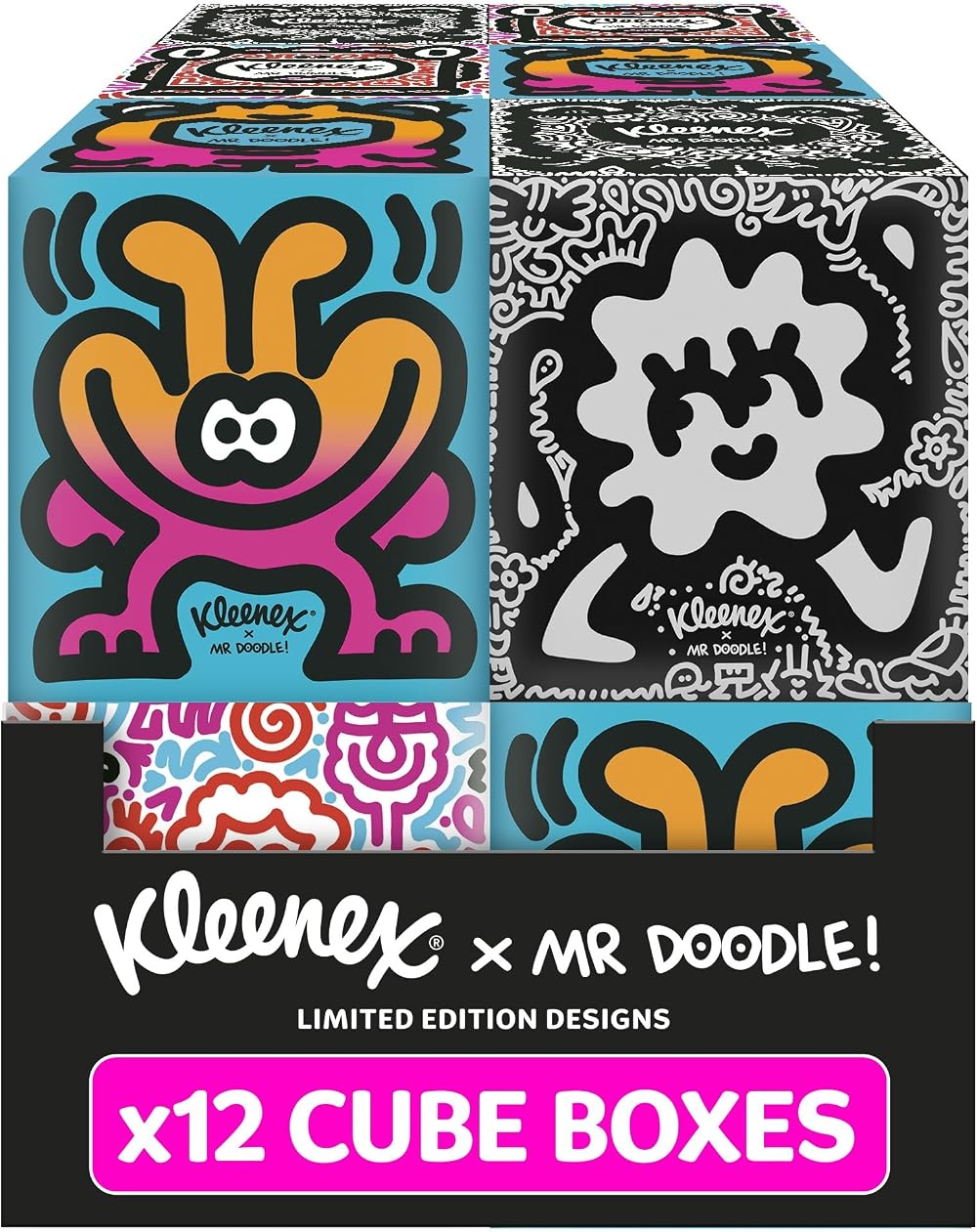 Kleenex x Mr Doodle Limited Edition Design Multipack Facial Tissues 12 Boxes