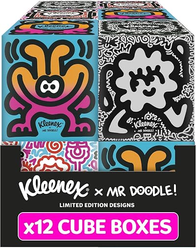 Kleenex x Mr Doodle Limited Edition Design Multipack Facial Tissues 12 Boxes