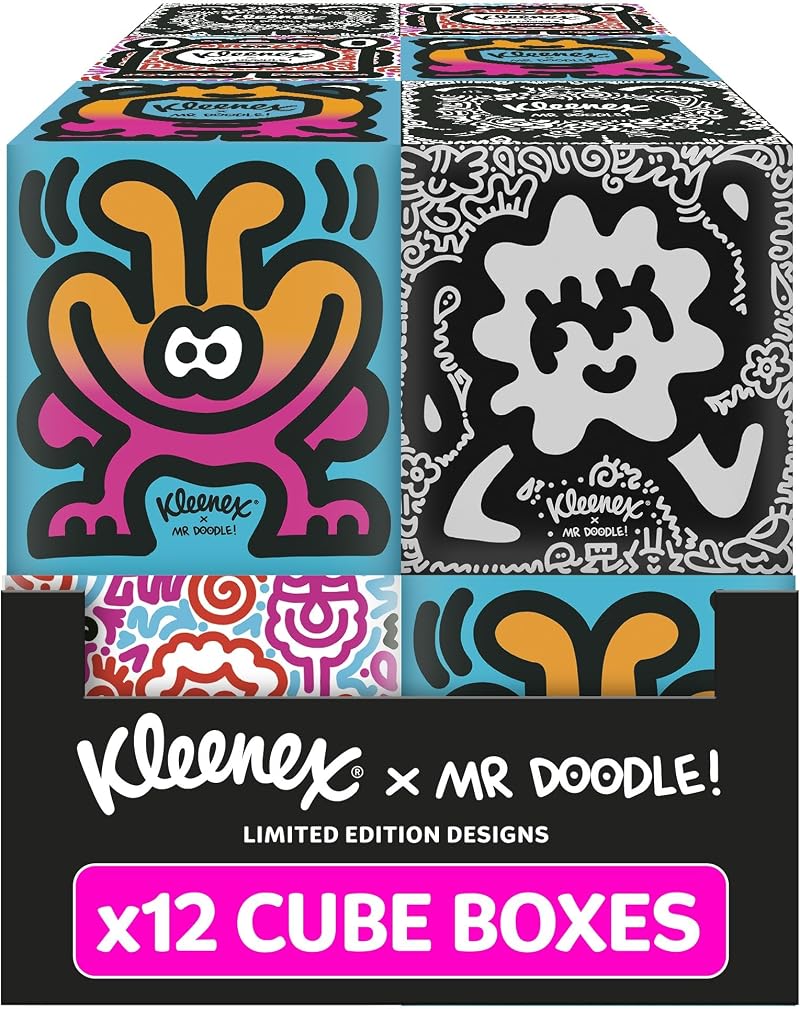 Kleenex x Mr Doodle Limited Edition Design Multipack Facial Tissues 12 Boxes