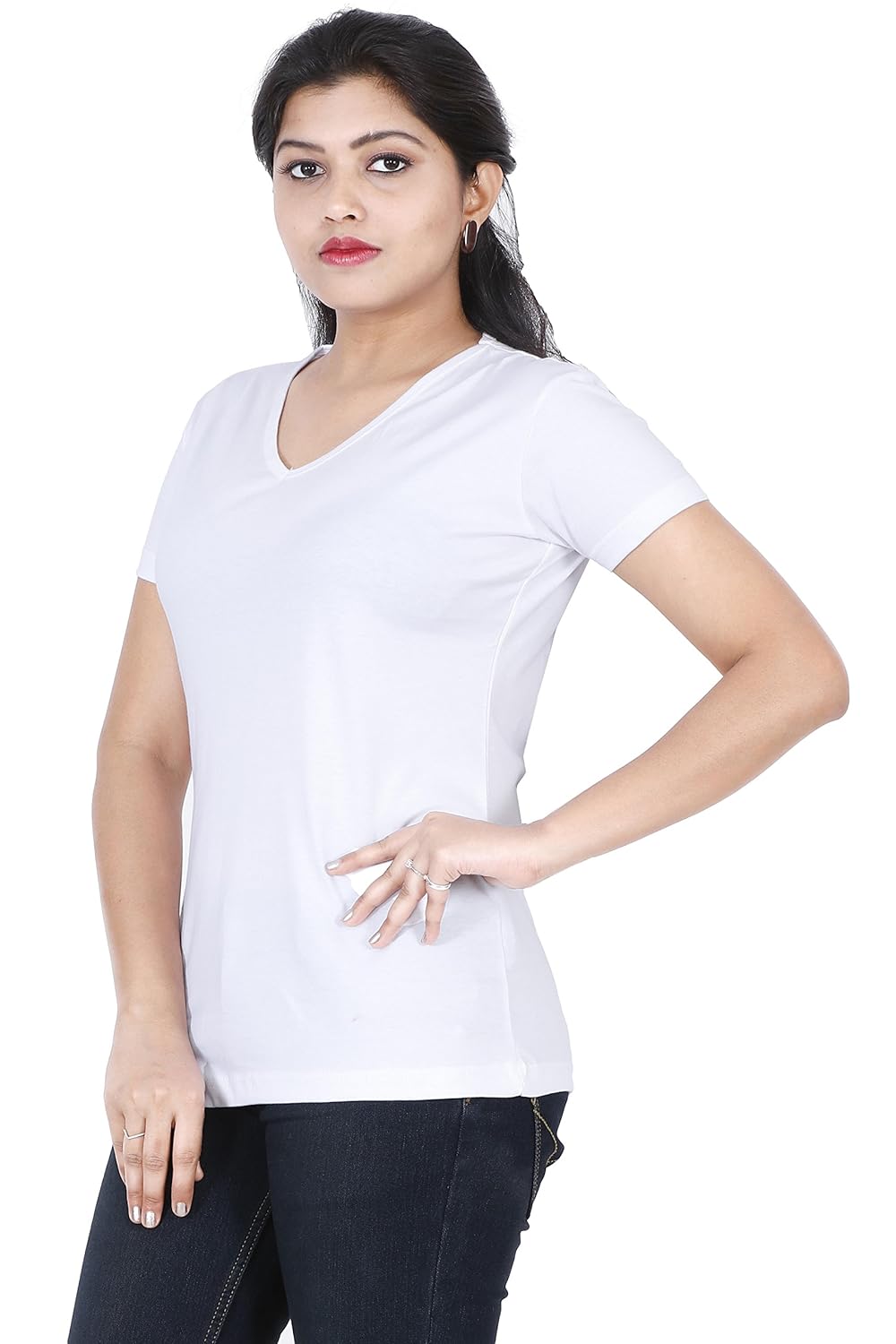 fleximaa women's cotton plain v-neck t-shirts (pack of 3)