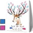 Misaidou Gender Reveal Fingerprint Tree Canvas Decoration, Buck or Doe? Gender Reveal Party, Baby Shower Guest Book Party Ideas, Baby Shower Guest Book with Ink Pad