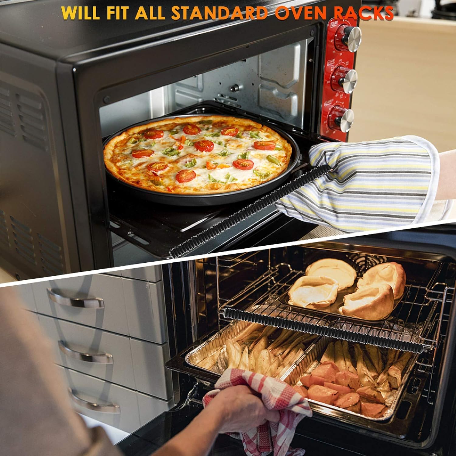 Oven Rack Protectors, 4 Pack Heat Resistant Silicone Oven Guards, Child Safety Protection Toaster Baking Edge Shields - Image 4