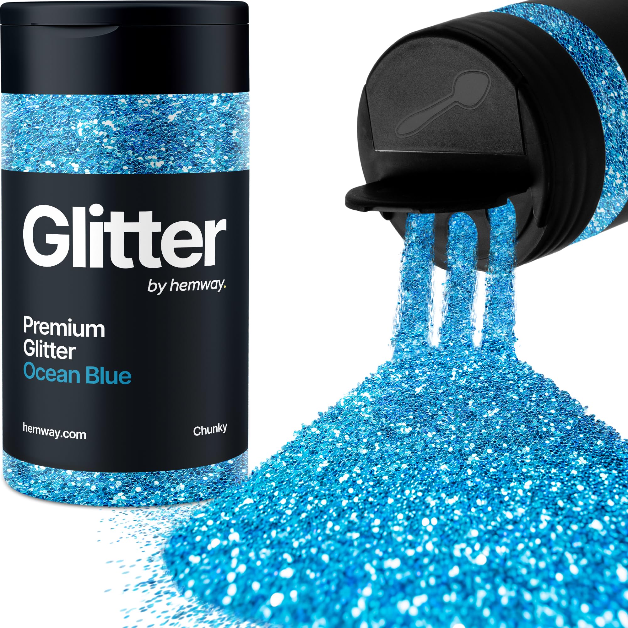 Ocean Blue Glitter Shaker, 130g Chunky Glitter, Crafts 1/40" Metallic Flake Ocean Blue Sequins, Resin & Epoxy Crafts, Decorating, Halloween, Christmas Nail, Face, Hemway