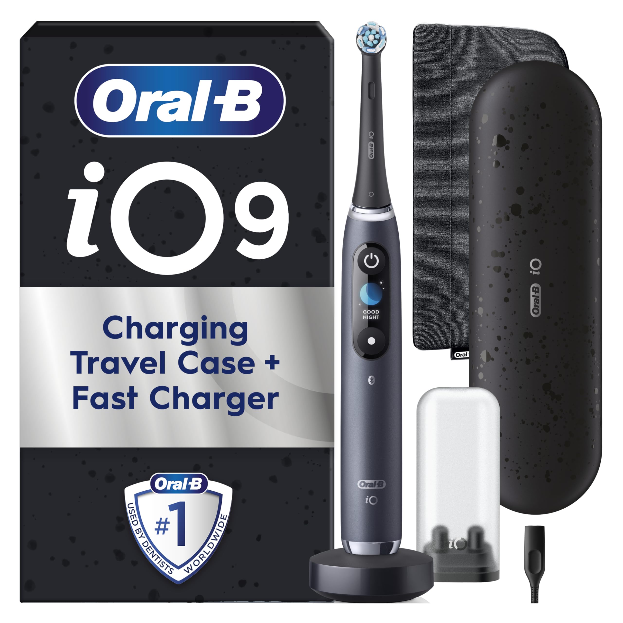 Oral-B iO9 Electric Toothbrushes For Adults, App Connected Handle, 1 Toothbrush Head, Charging Travel Case & Magnetic Pouch, 7 Modes, 2 Pin Plug, Special Edition