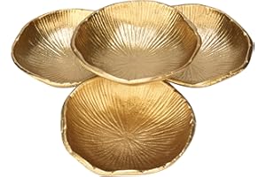 CRUISER’S CACHE Cruiser’s Caché Cluster of 4 Small Metal Bowls. 10" total width, Handcrafted Rustic Gold Sculpted Shell Design