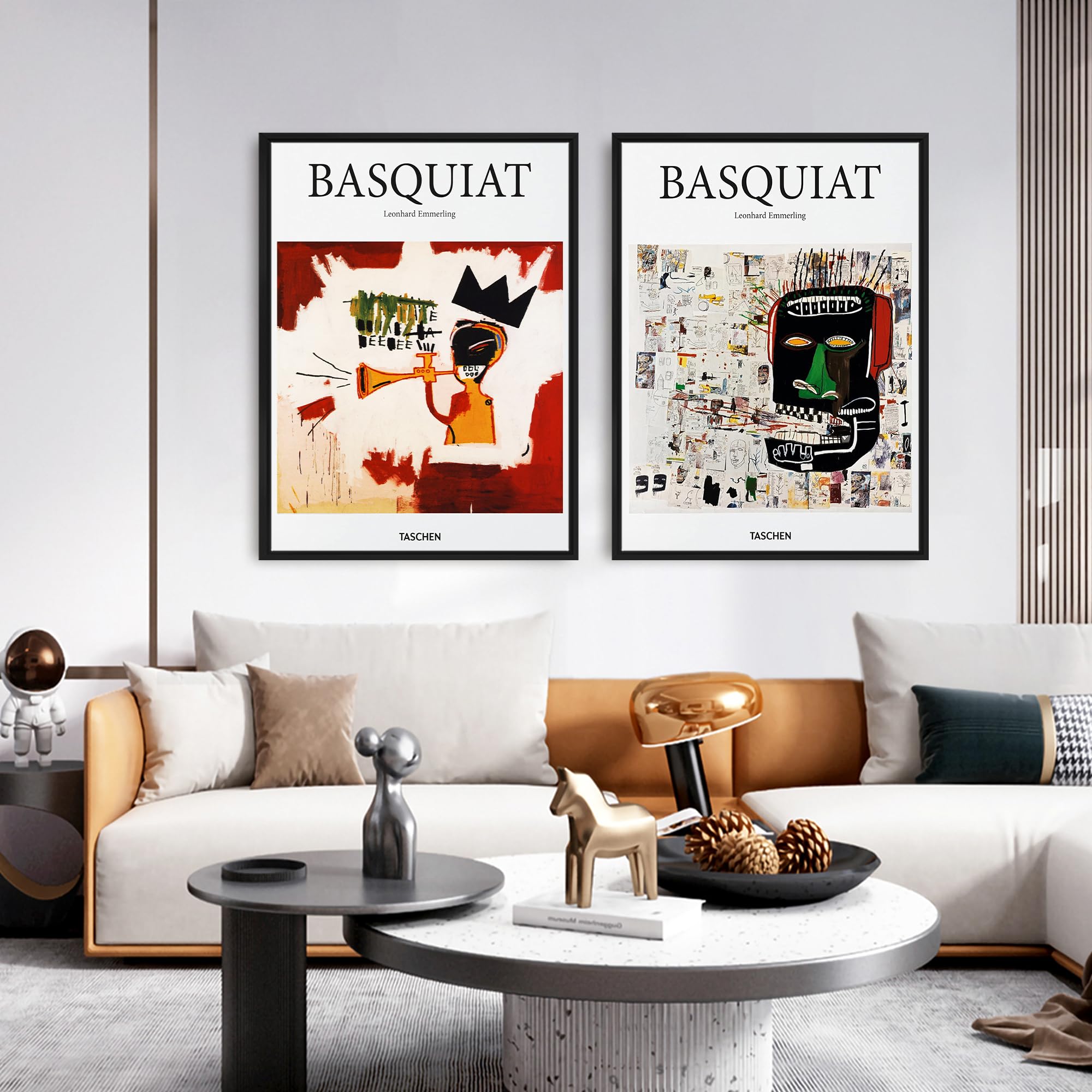 Condition photo showing New/Like New for shihuakou1.1 frame basquiat wall art set of 2, jean michel basquiat colorful graffiti canvas for bed
