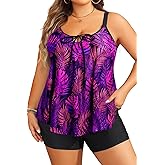 Daci Women Plus Size Tankini Swimsuit - 2 Piece Flowy Plus Size Bathing Suits and Shorts with Pockets 2026