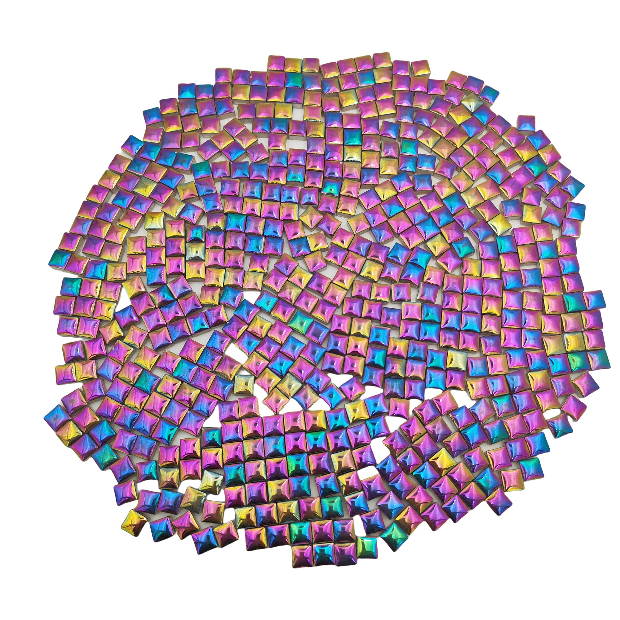 500g Square Ceramic Mosaic Tiles, 500PCS 1 * 1CM Handmade Making Creative Micro Mosaic Pieces for Lovers DIY Mosaic Projects and Home Decorations (Iridescent Rainbow)