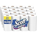Scott 1000 Sheets Per Roll Toilet Paper, 32 Rolls (4 Packs of 8), Bath Tissue