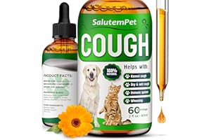 SALUTEMPET Kennel Cough Medicine for Dogs & Cats – Kennel Cough Treatment Helps with Allergies & Sneezing – Herbal Supplement with Mullein Leaf, Angelica Root, Calendula Breeds – 2 Oz
