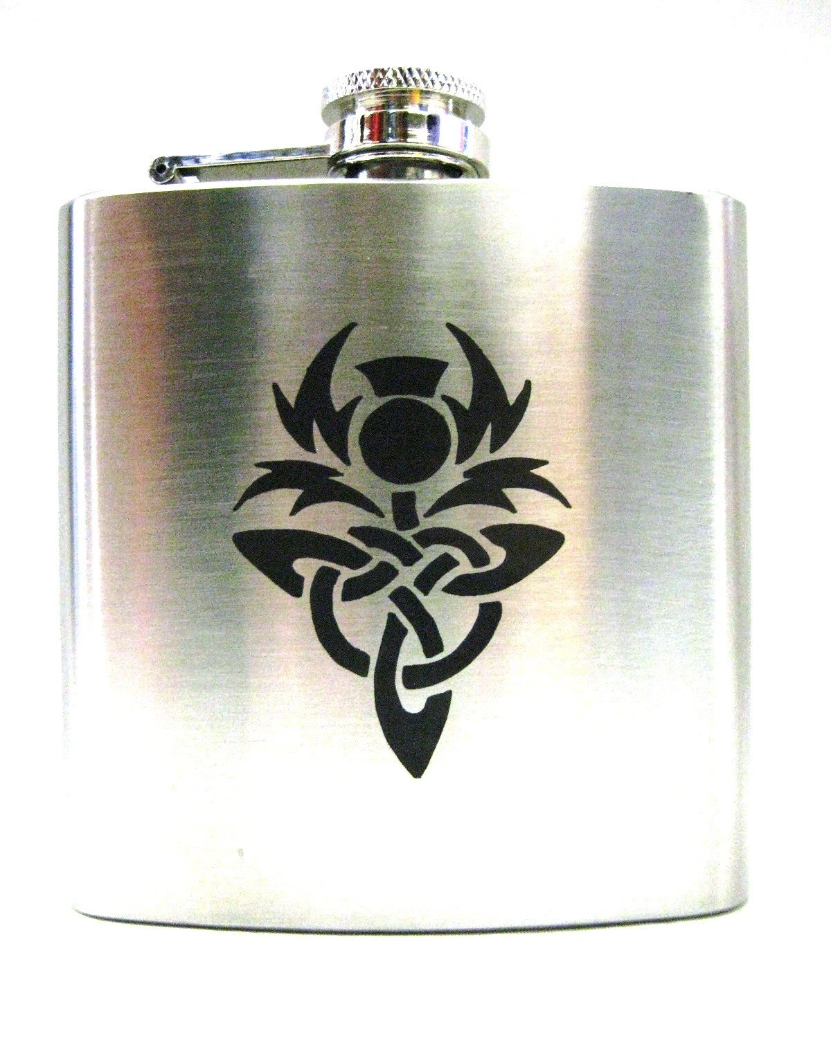 Art Pewter Luxury 6oz Stainless Steel Scottish Hip Flask - Celtic Thistle Design