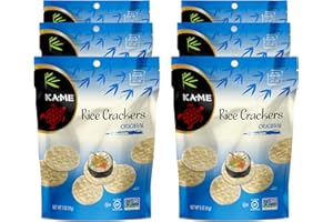KA-ME Gluten-Free Original Rice Crackers Plain 3.5 oz(Pack of 6), Certified Gluten Free Crackers, No Artificial Flavors/Colors, Non GMO Snacks, Served with Asian Salmon, Cream Cheese, Egg & Tuna Salad, Asian Guacamole, Hummus & Many More