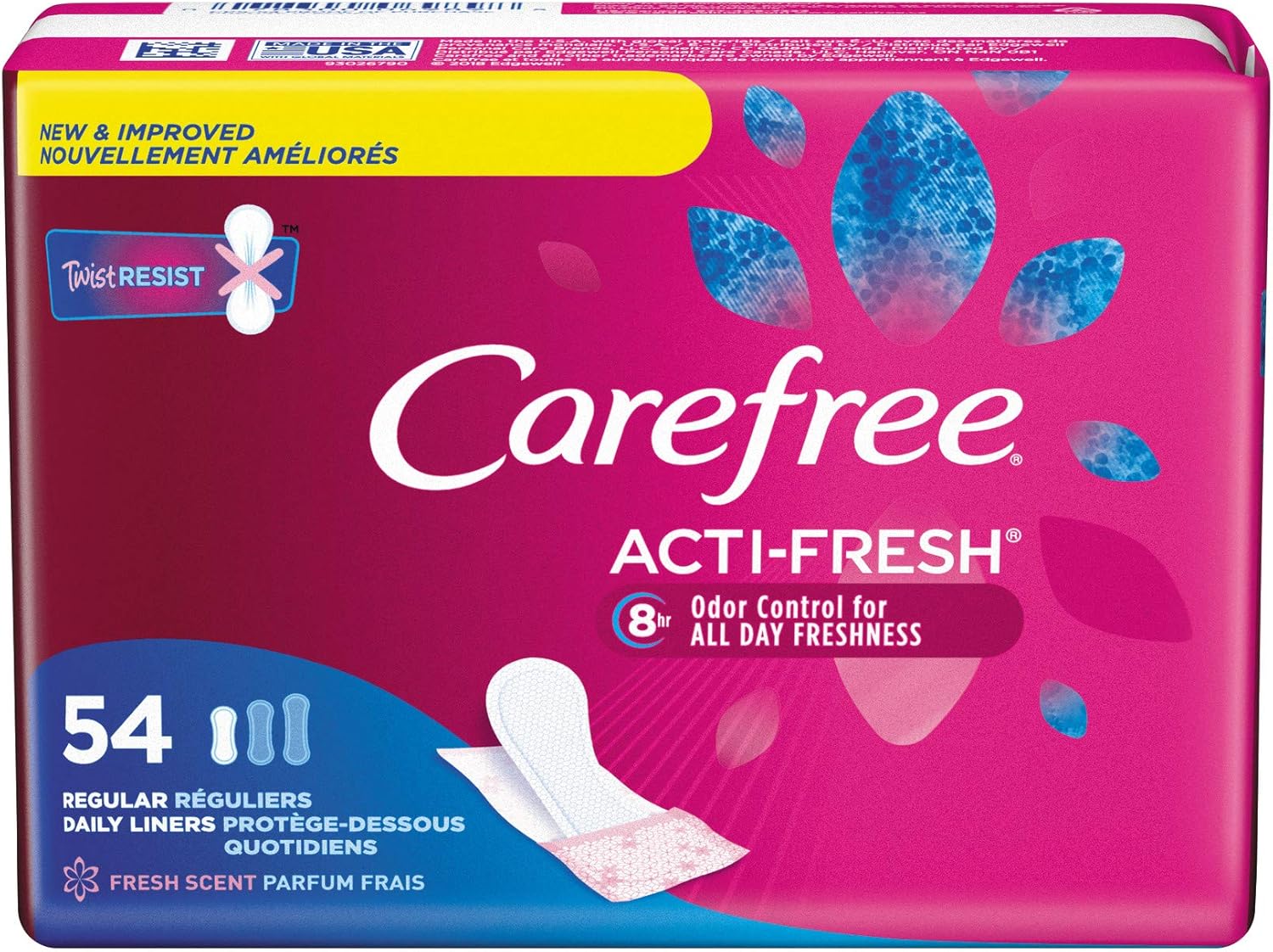 Care Free Acti-Fresh Body Shaped Regular Pantiliners, Fresh Scented, 54 Count (Pack of 1) , Package may vary: Health & Personal Care