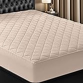 Utopia Bedding Quilted Fitted Mattress Pad, Twin Size, Elastic Fitted Mattress Topper Protector and Cover with Deep Pocket Stretches up to 16 Inches, Machine Washable (Beige)