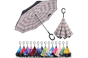 LLanxiry Windproof Inverted Umbrella, Large Reverse Umbrellas for Rain with C-shaped Handle Big Upside Down Inside Out Umbrella for Women & Men