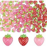120 Pcs Mini Tiny Miniature Resin Strawberry Bulk Charms, No Hole Flat Back Strawberry Charms Fruit Ornaments for DIY Toy Crafts Jewelry Making Scrapbooking Phone Case Embellishments Decor Decoration