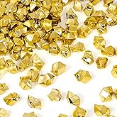 DomeStar 150PCS Gold Acrylic Ice Rocks – Faux Gems Nuggets Vase Fillers Pot of Gold, Glitter Party Decorations, DIY Crafts & 