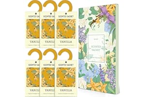LA BELLEFÉE Sachets for Drawers and Closets Vanilla Scent, Long-Lasting Scented Sachets Large Hanging Sachets Bags Closet Deodorizer, Accessories for Closets, Drawers, Wardrobes, Car, Decorations