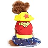DC Comics Wonder Woman Dog Costume with Hood | Hooded Superhero Costume for Dogs | Red, Yellow, and Blue Wonder Woman Costume
